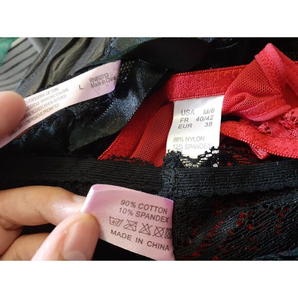 Lacey Thong Native Intimates Tracy Red Black Lot of 3 NWOT Size M-L - Picture 9 of 14